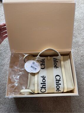Chloé Cream Canvas Logo Tote